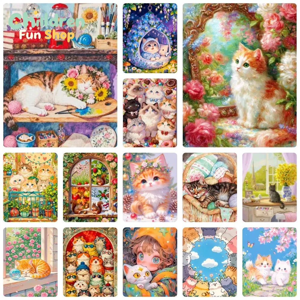 Resin Art Work - Diamond Painting Lovely Fluffy Kitten Rose
